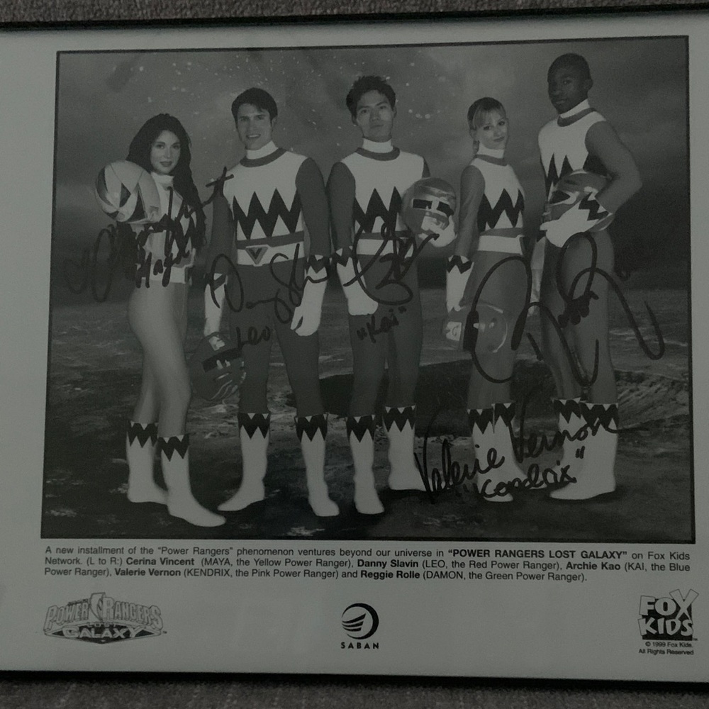 Vintage 1999 Power Rangers Lost Galaxy original cast autographed framed picture